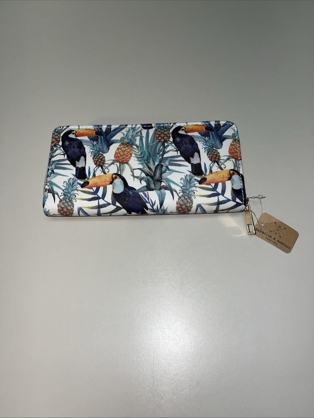 Marbella Ashford Toucans & Pineapple Tropical Print Zippered Wallet NWT
